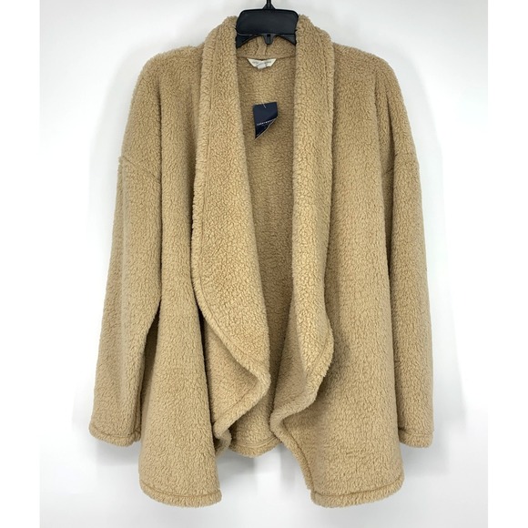 Lucky Brand Cardigan Womens Large Faux Shearling Fleece Open Front Jacket NWT - Picture 2 of 11